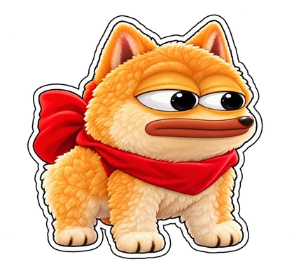 DOPE sticker: Red scarf pup