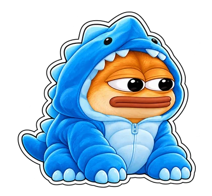 DOPE sticker: Seated blue dino